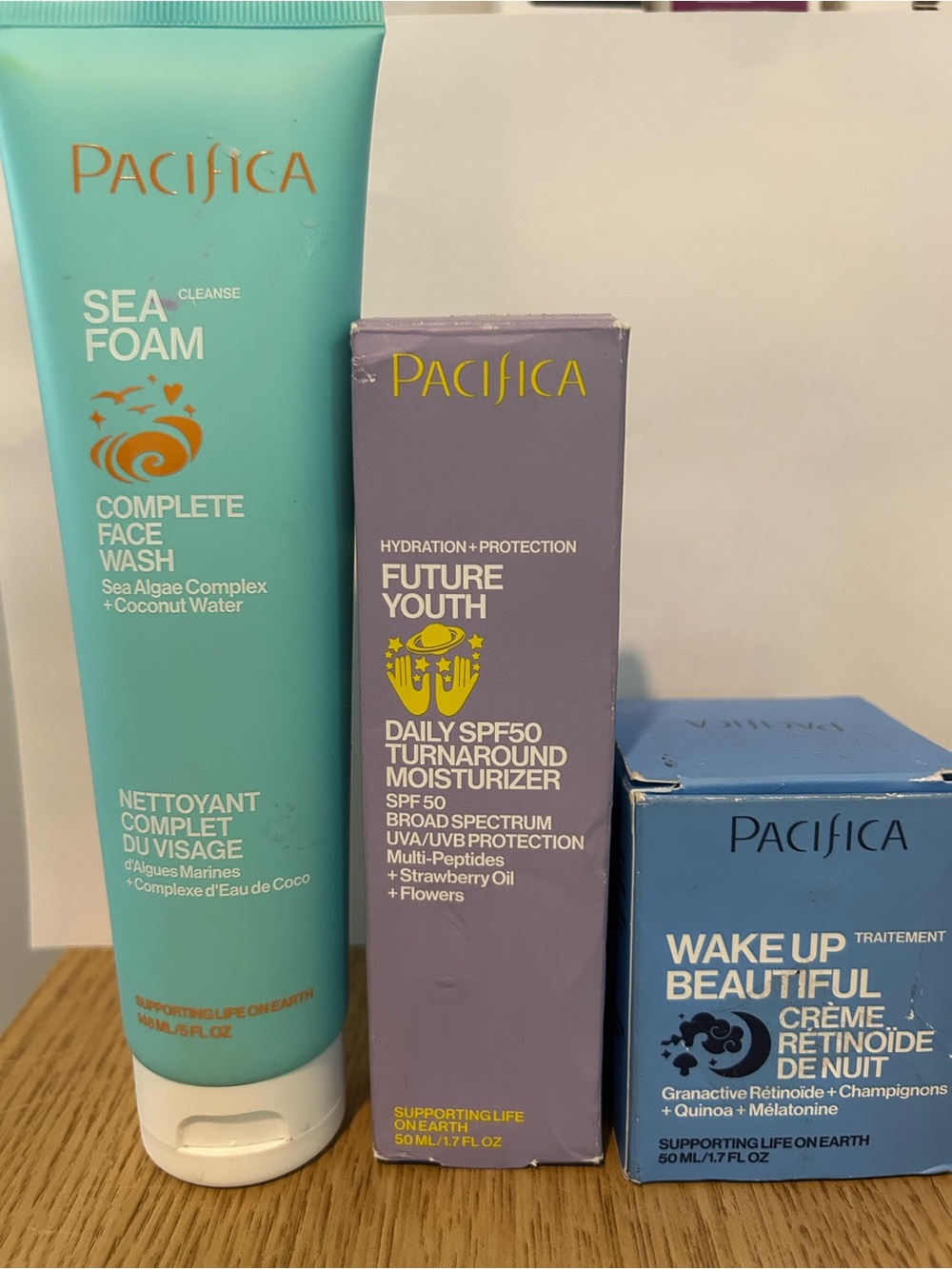 Pacifica Bundle Sea Cleanse Foam, Future Youth Moisturizer, Retinoid Night Cream